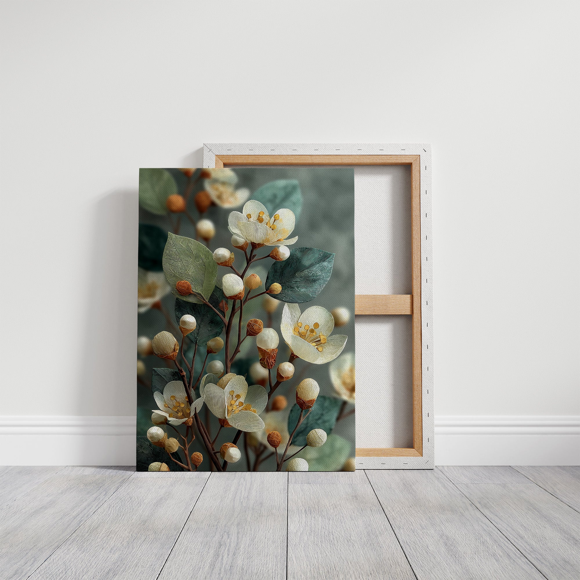 Cream Blossoms and Amber Buds