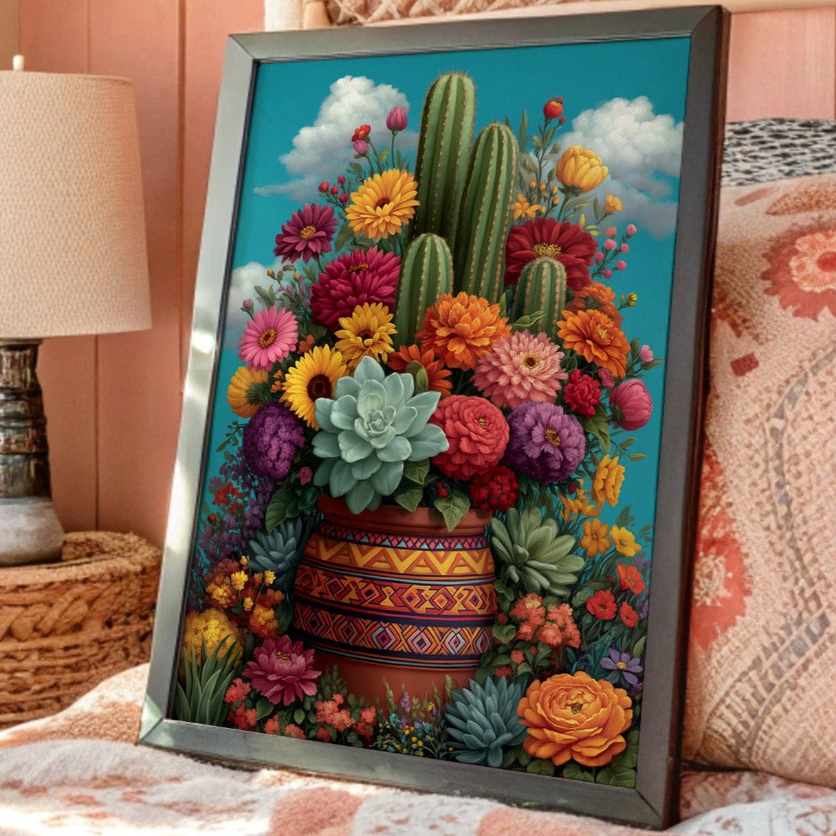 Desert Blooms Against Turquoise Skies