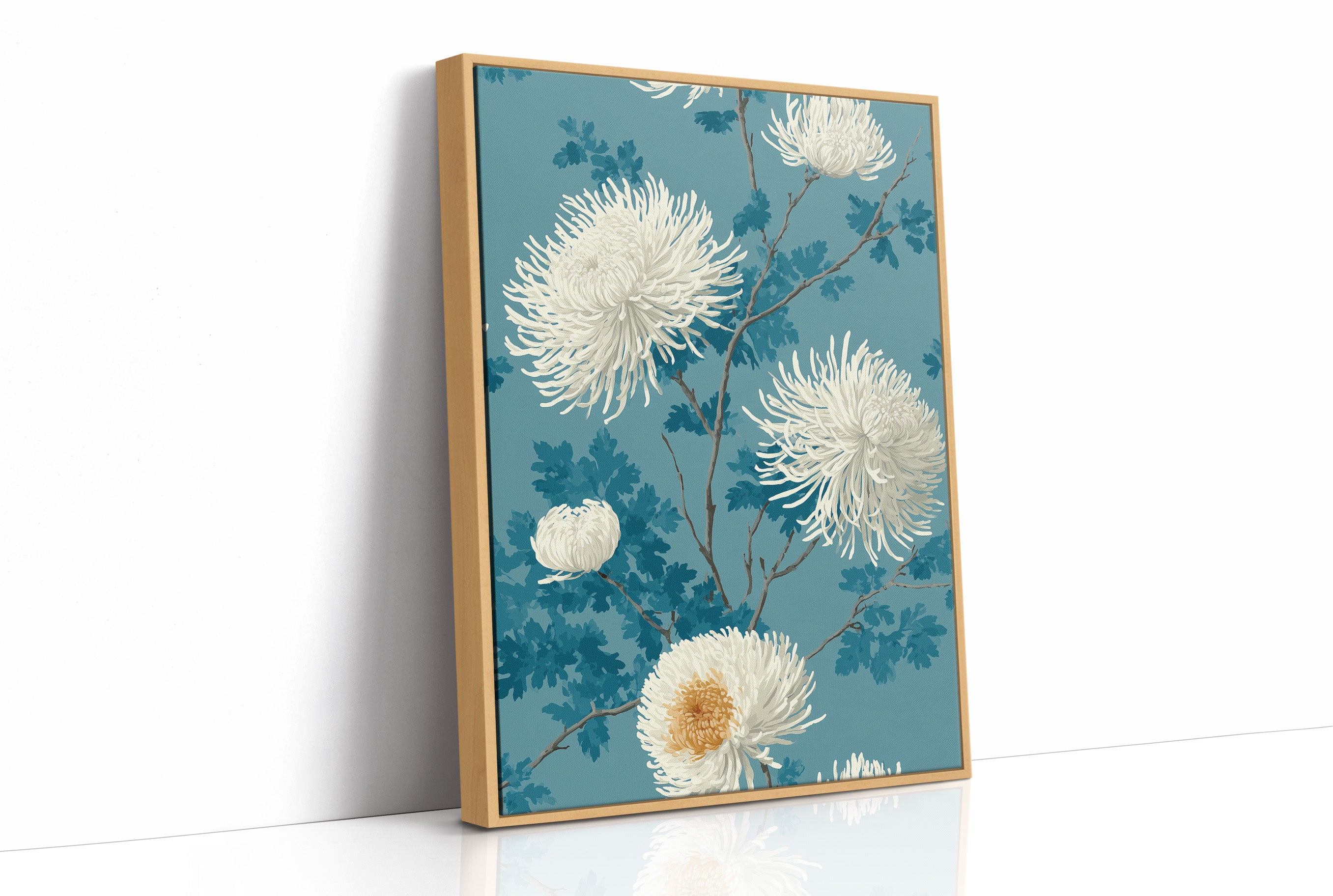 White Chrysanthemums on Still Water