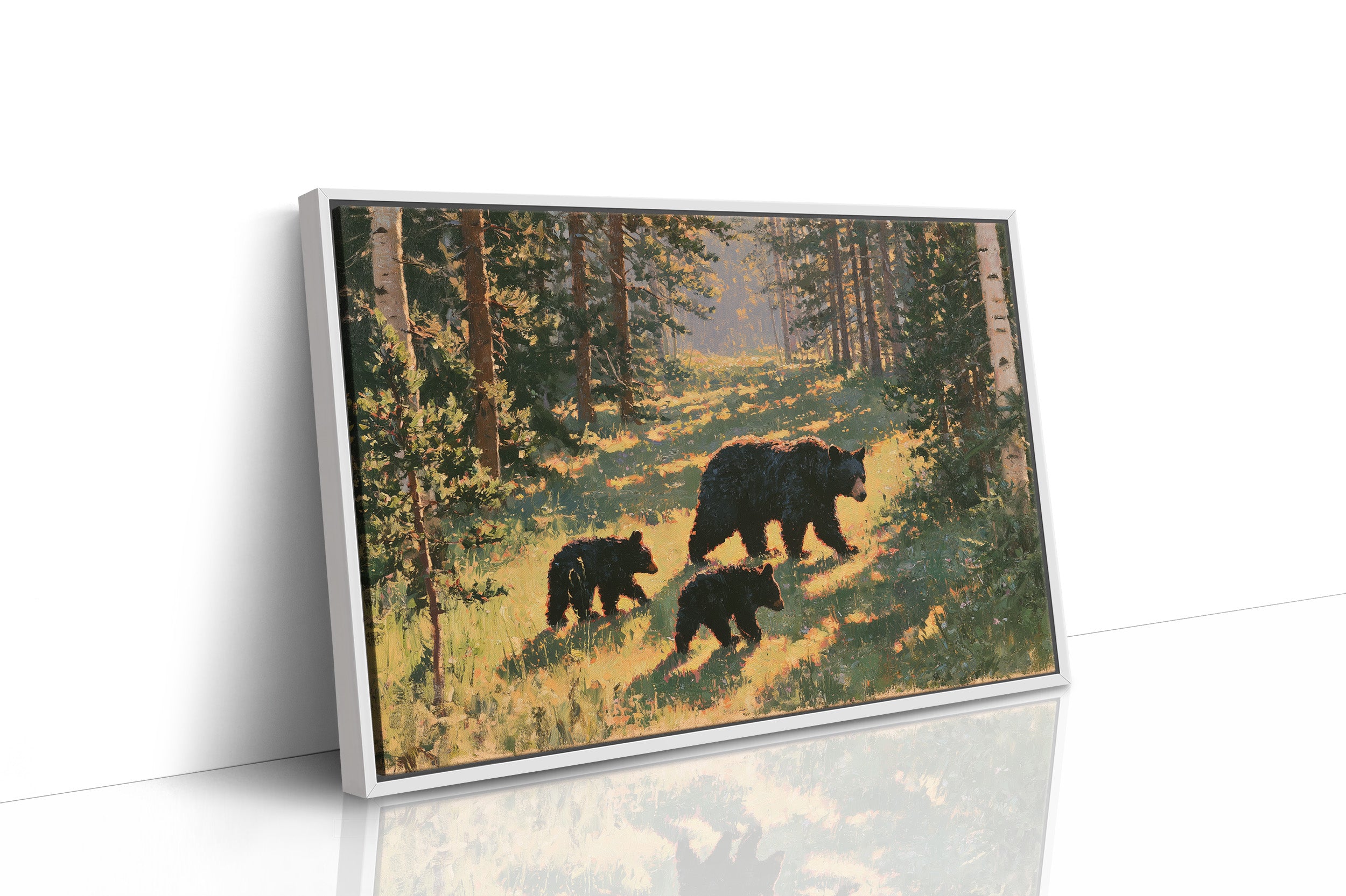 Black Bear Family, Dappled Trail