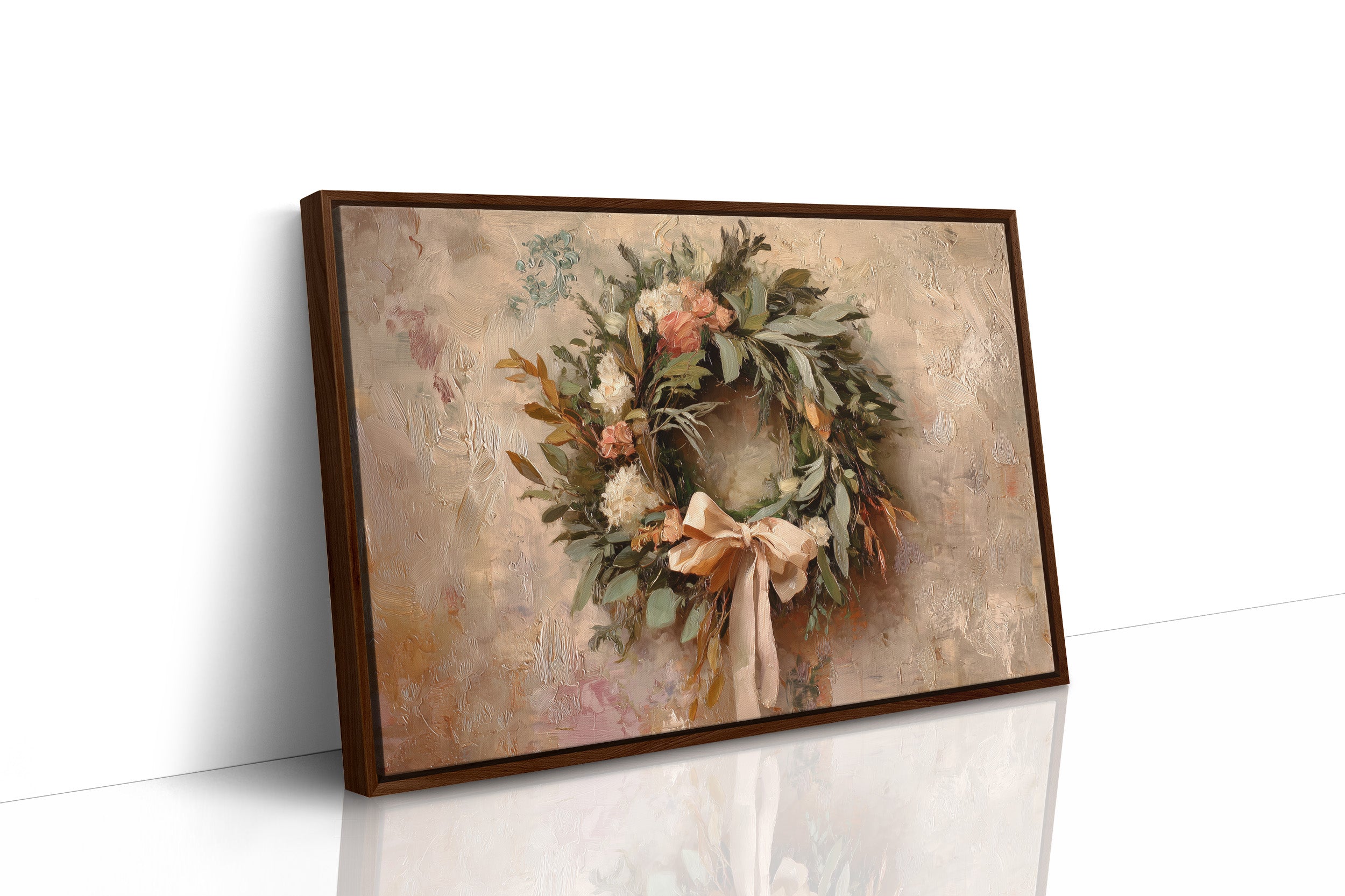 Wreath of Leaves and Soft Florals