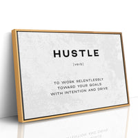 Hustle Definition Canvas Art | Bold Motivational Typography Print for Home Office, Gym or Entrepreneur Décor