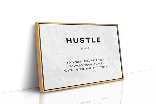 Hustle Definition Canvas Art | Bold Motivational Typography Print for Home Office, Gym or Entrepreneur Décor