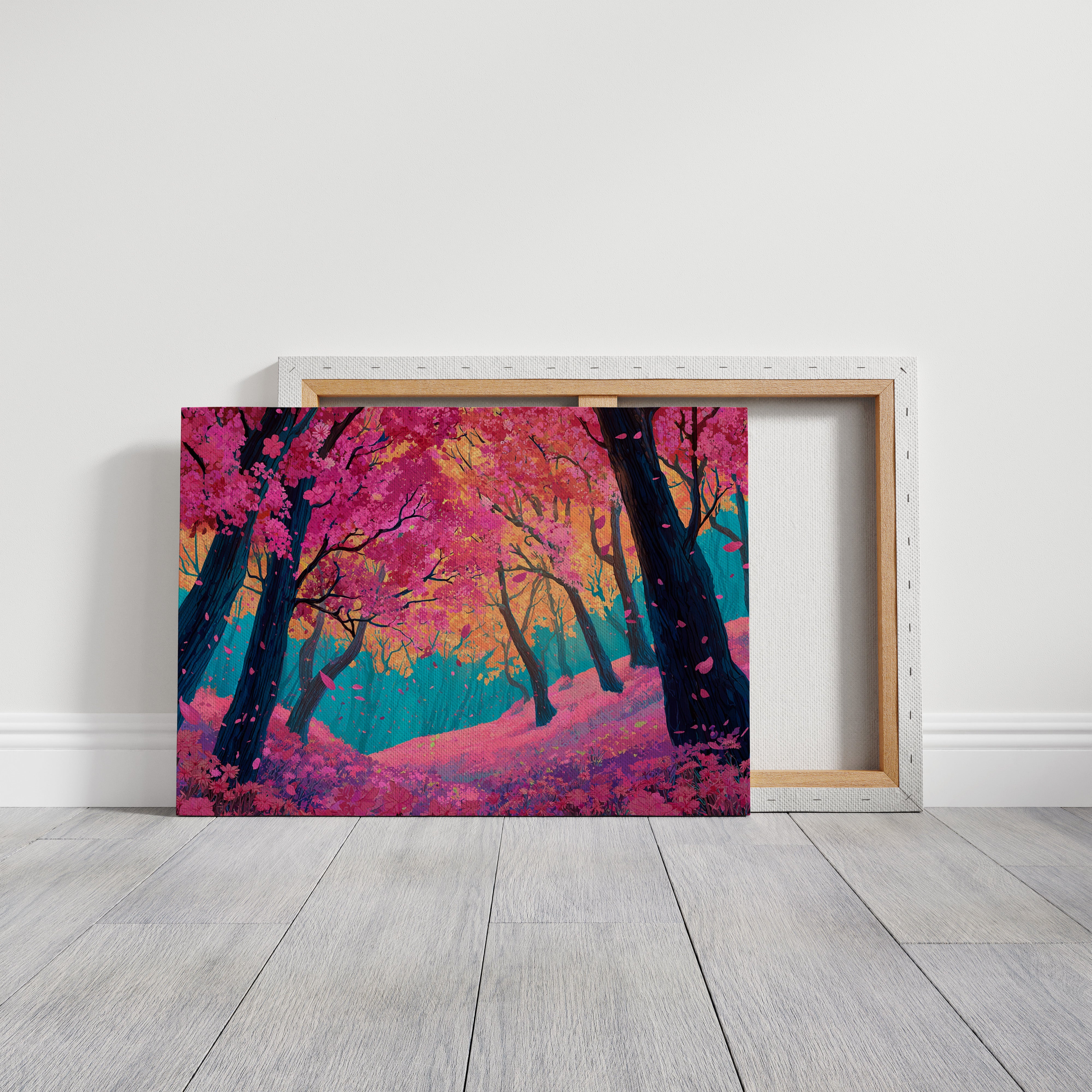 Cherry Blossoms Dance In Turquoise Light