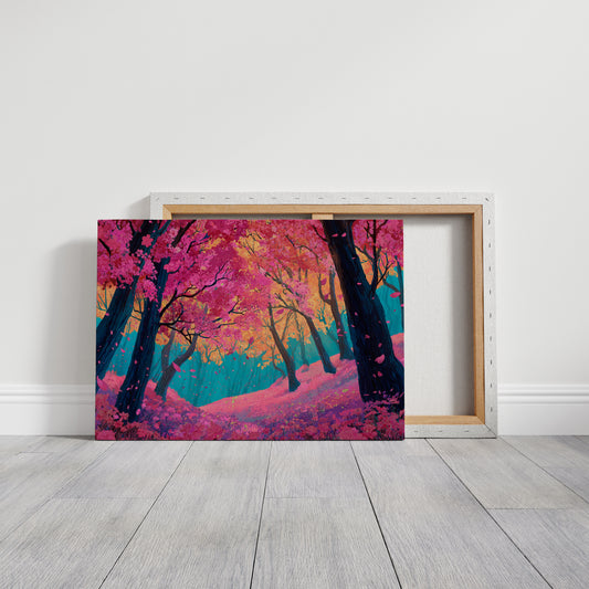 Cherry Blossoms Dance In Turquoise Light