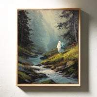 The Hiker Beneath Misty Pines