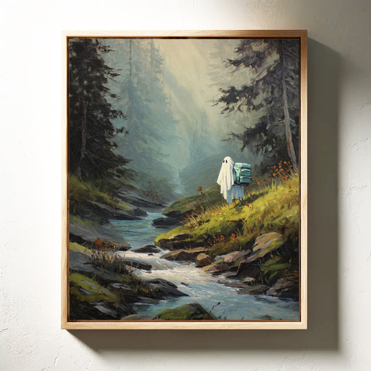 The Hiker Beneath Misty Pines