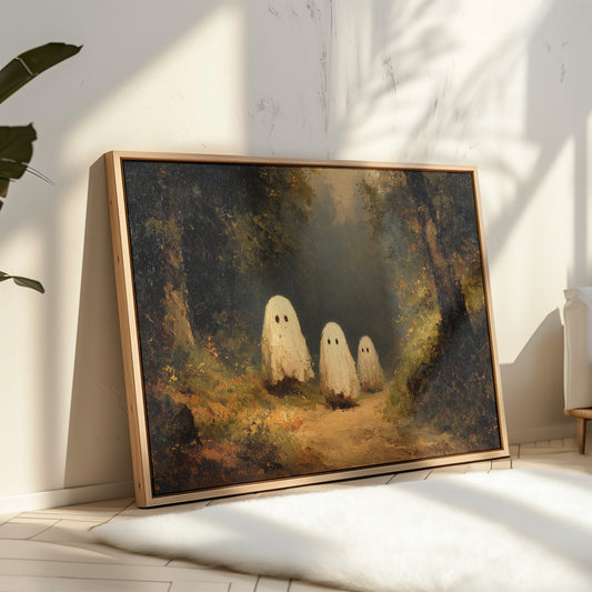 Whimsical Spirits in a Misty Forest