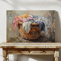 Rustic Simplicity: Vintage Laundry Basket Canvas Wall Art