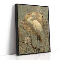 Heron Stands Where Blossoms Linger