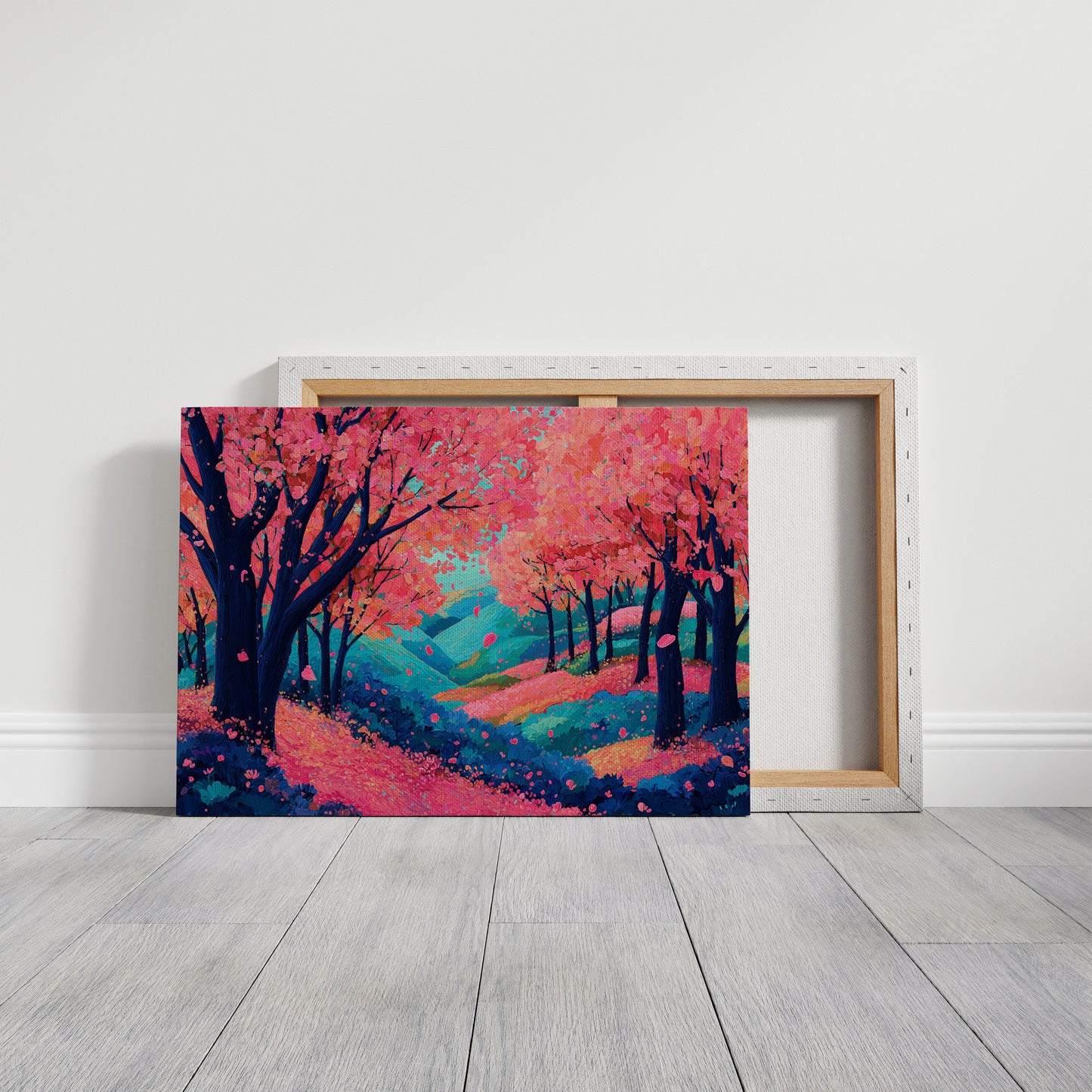 Cherry Blossoms Dance Above Turquoise Hills