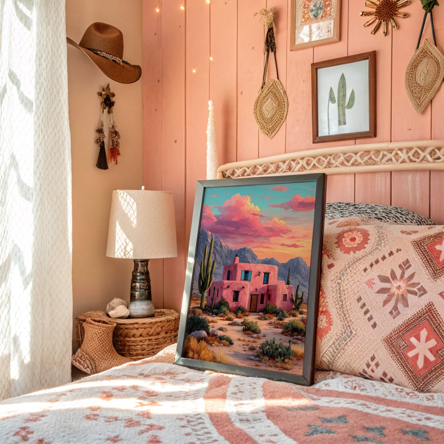 Pink Adobe Catches Desert Fire