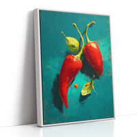 Two Chilies on Teal