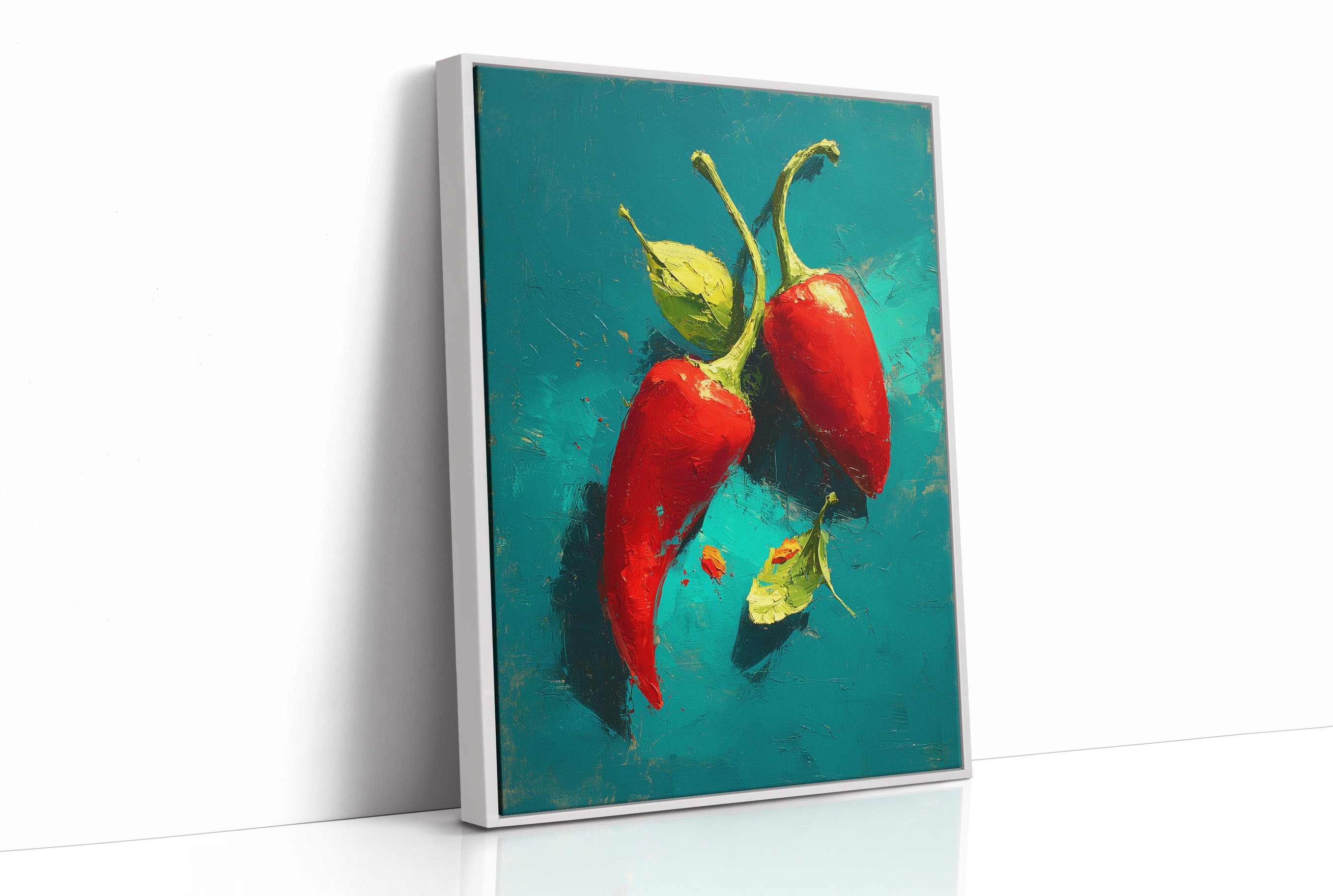 Two Chilies on Teal