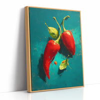 Two Chilies on Teal