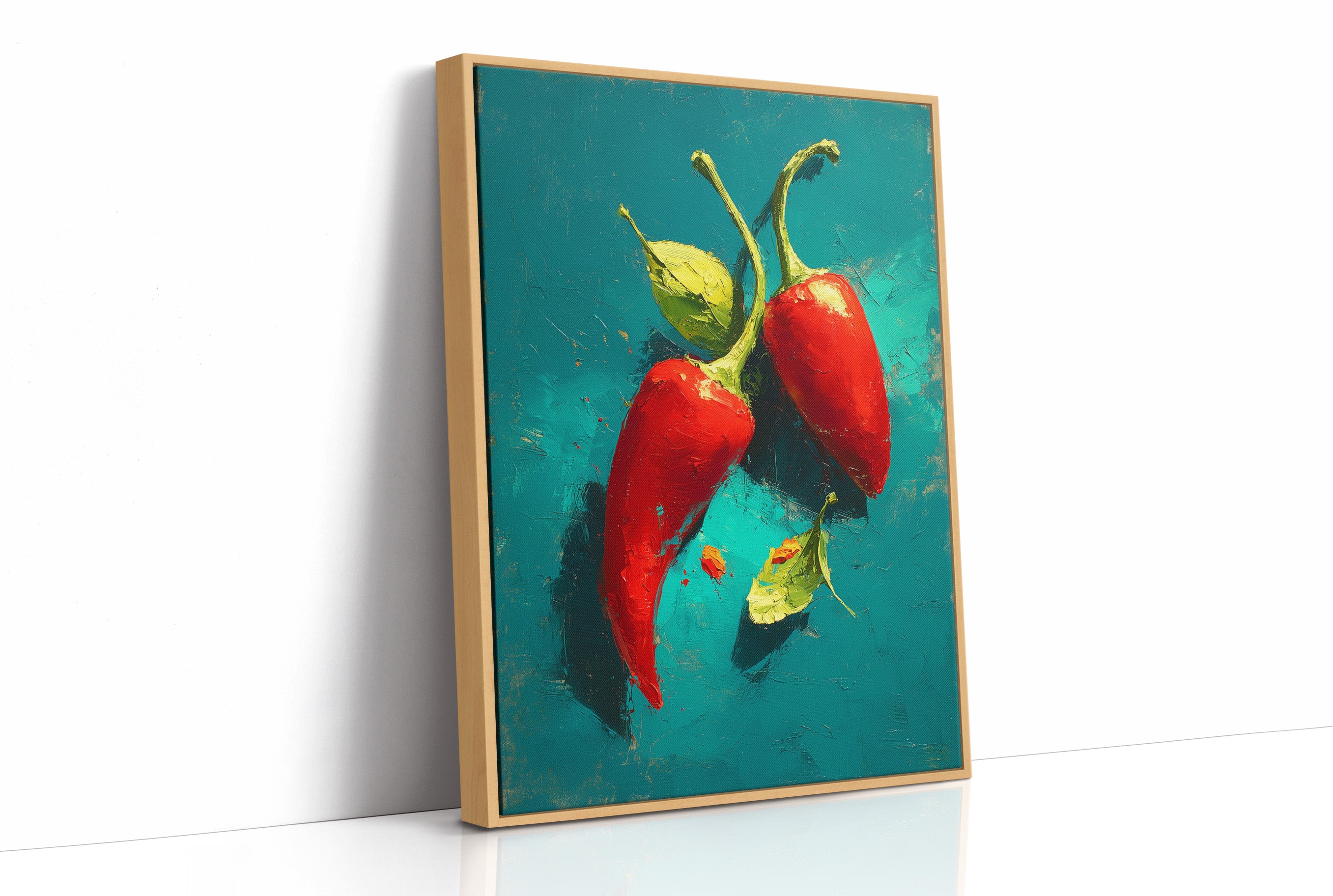 Two Chilies on Teal