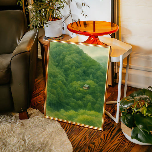 Solitary Temple Among Emerald Hills