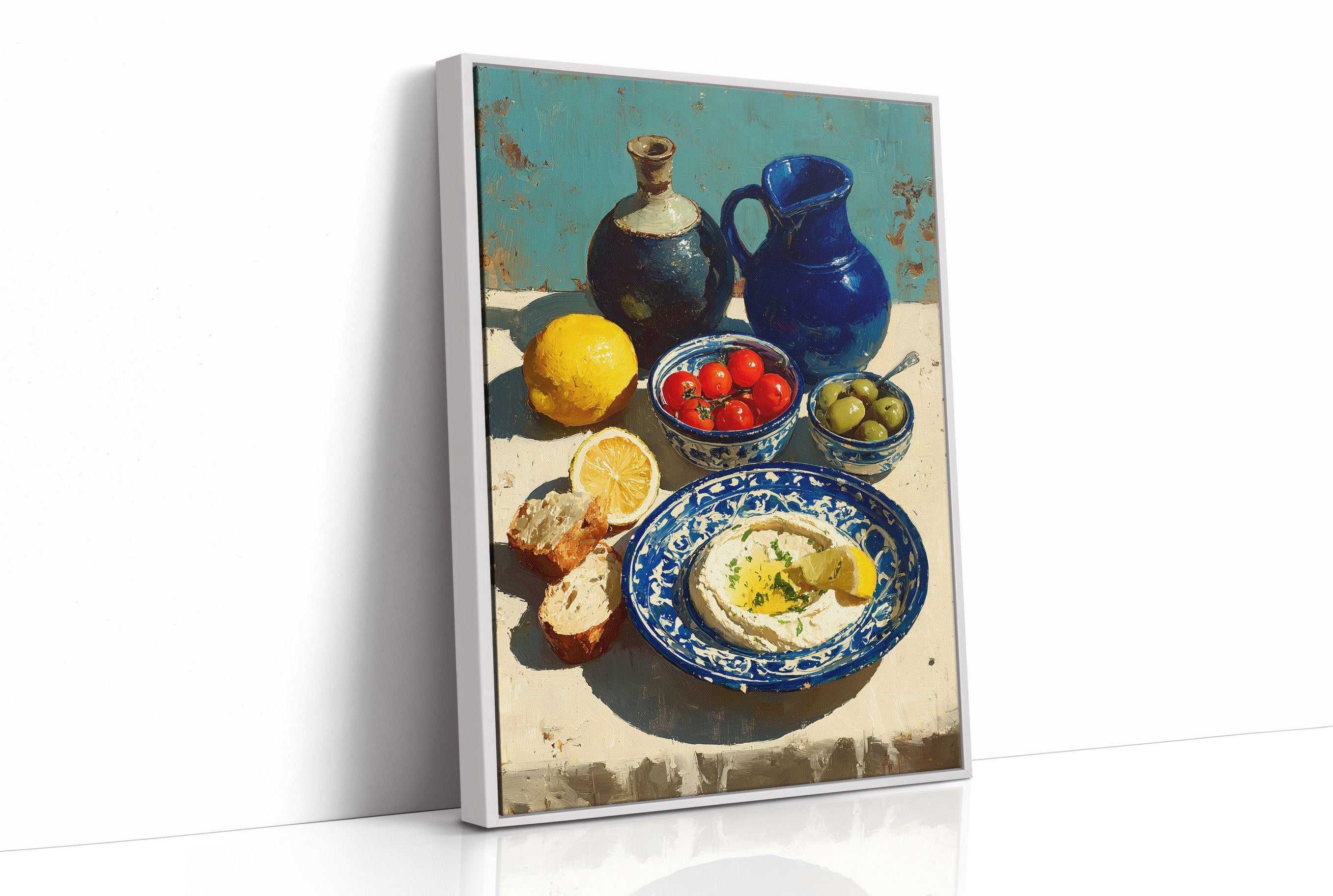 Hummus and Blue Pottery
