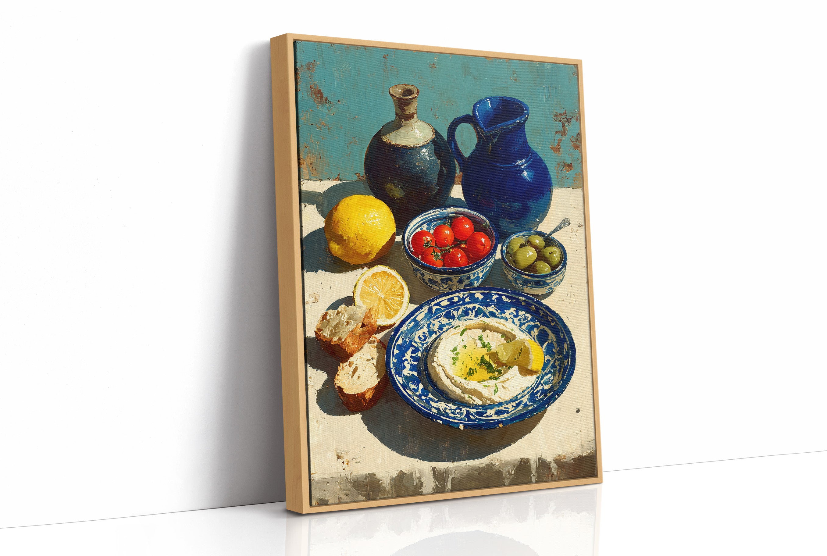 Hummus and Blue Pottery