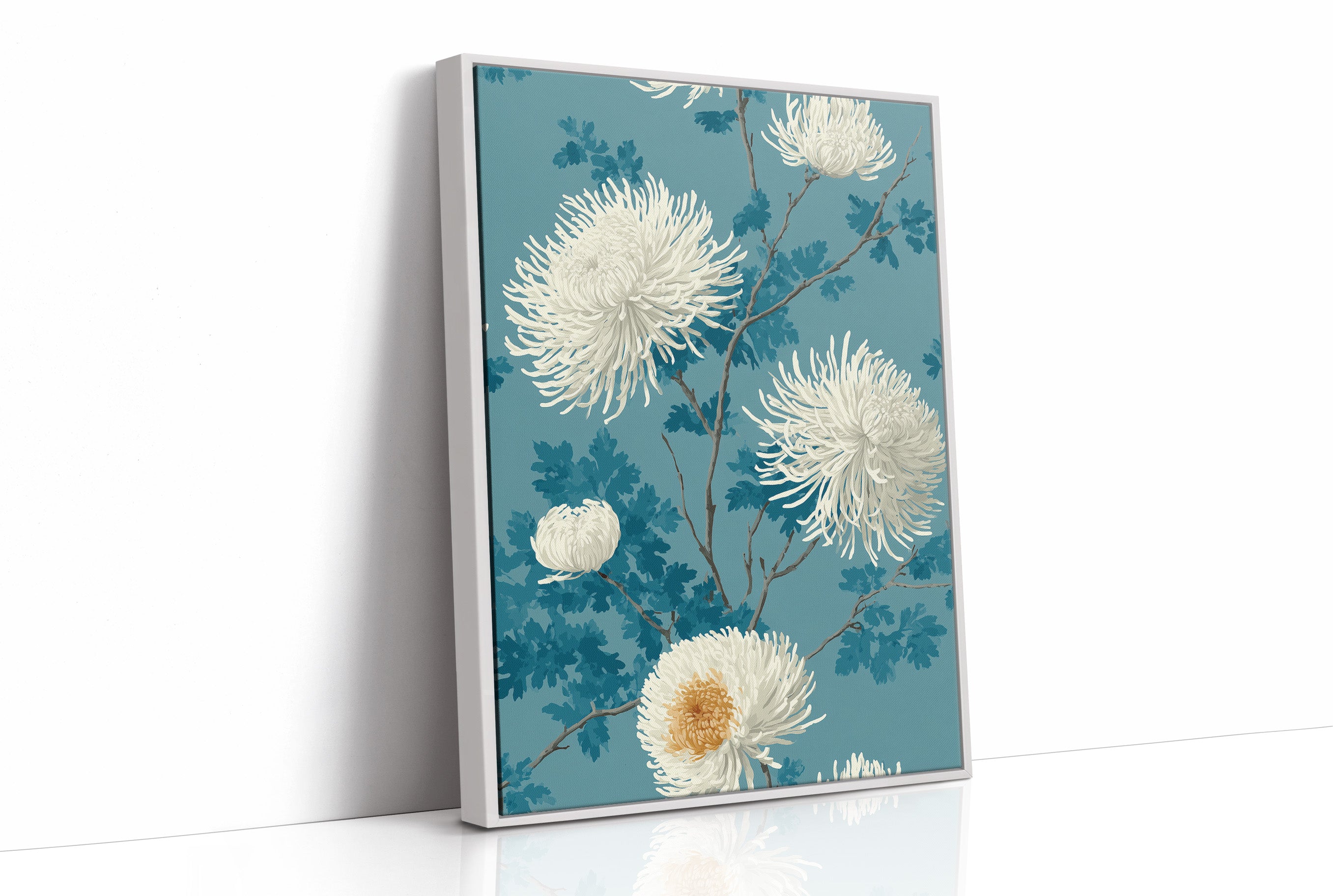 White Chrysanthemums on Still Water