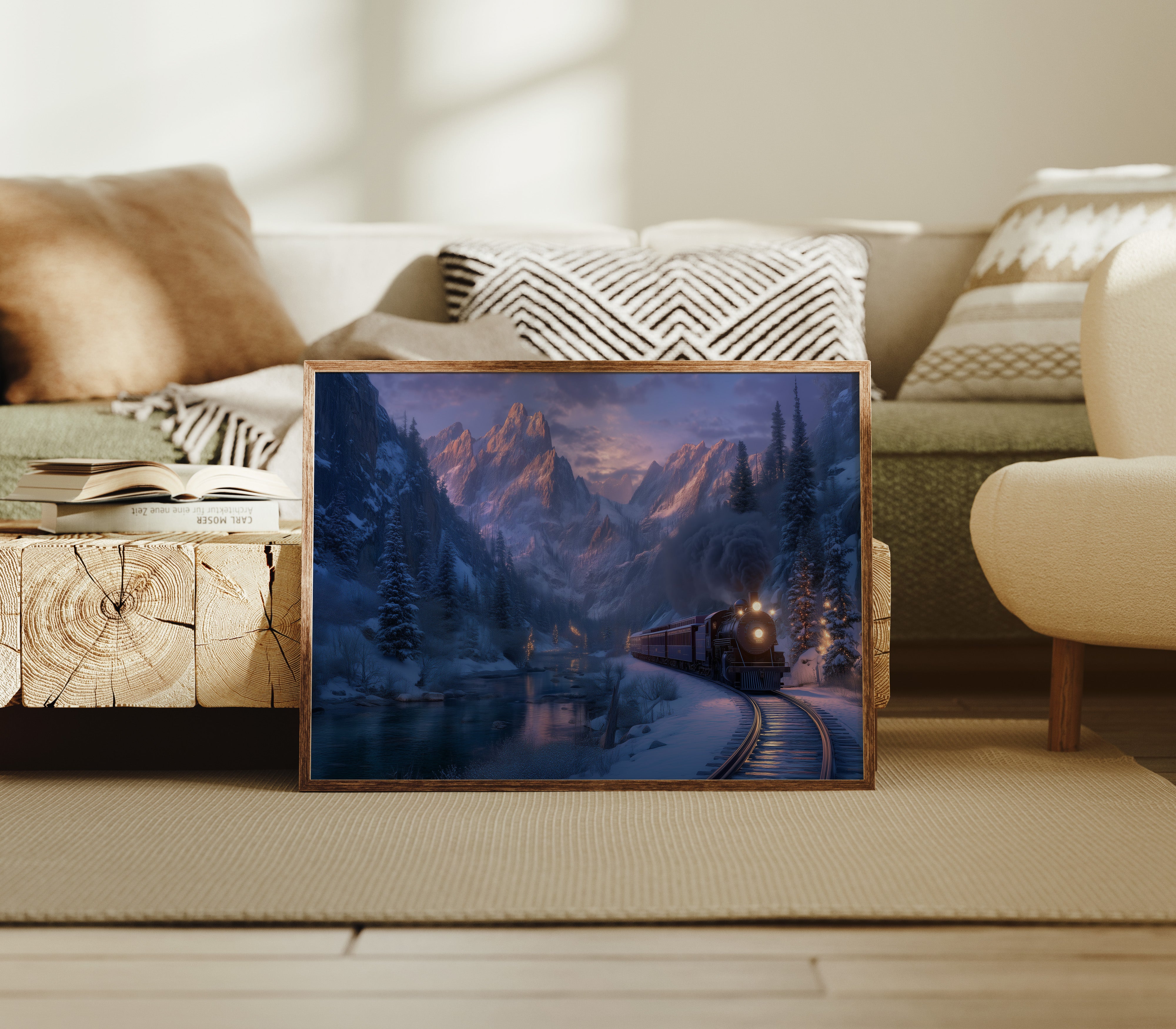 Winter Train Chases Mountain Light