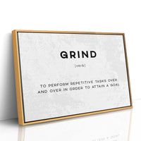 Grind Definition Canvas Art | Bold Motivational Typography Print for Home Office, Gym or Entrepreneur Décor
