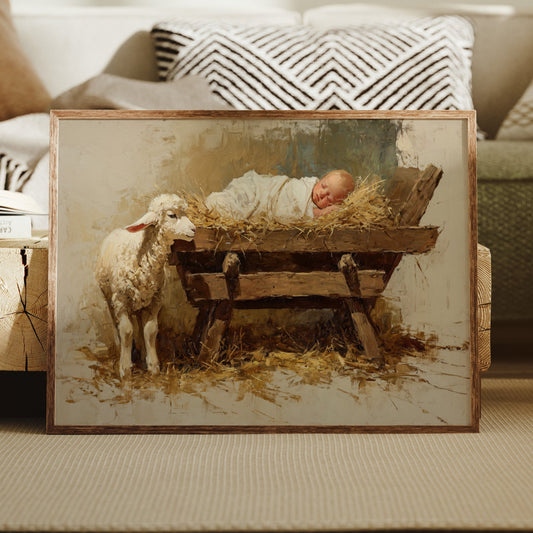 Gentle Lamb Keeps Christmas Watch