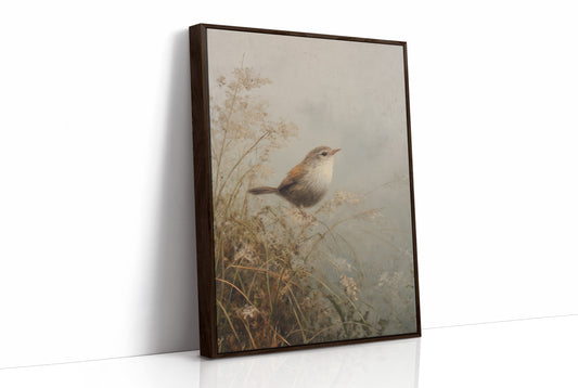 Wren Perches Among Autumn Reeds