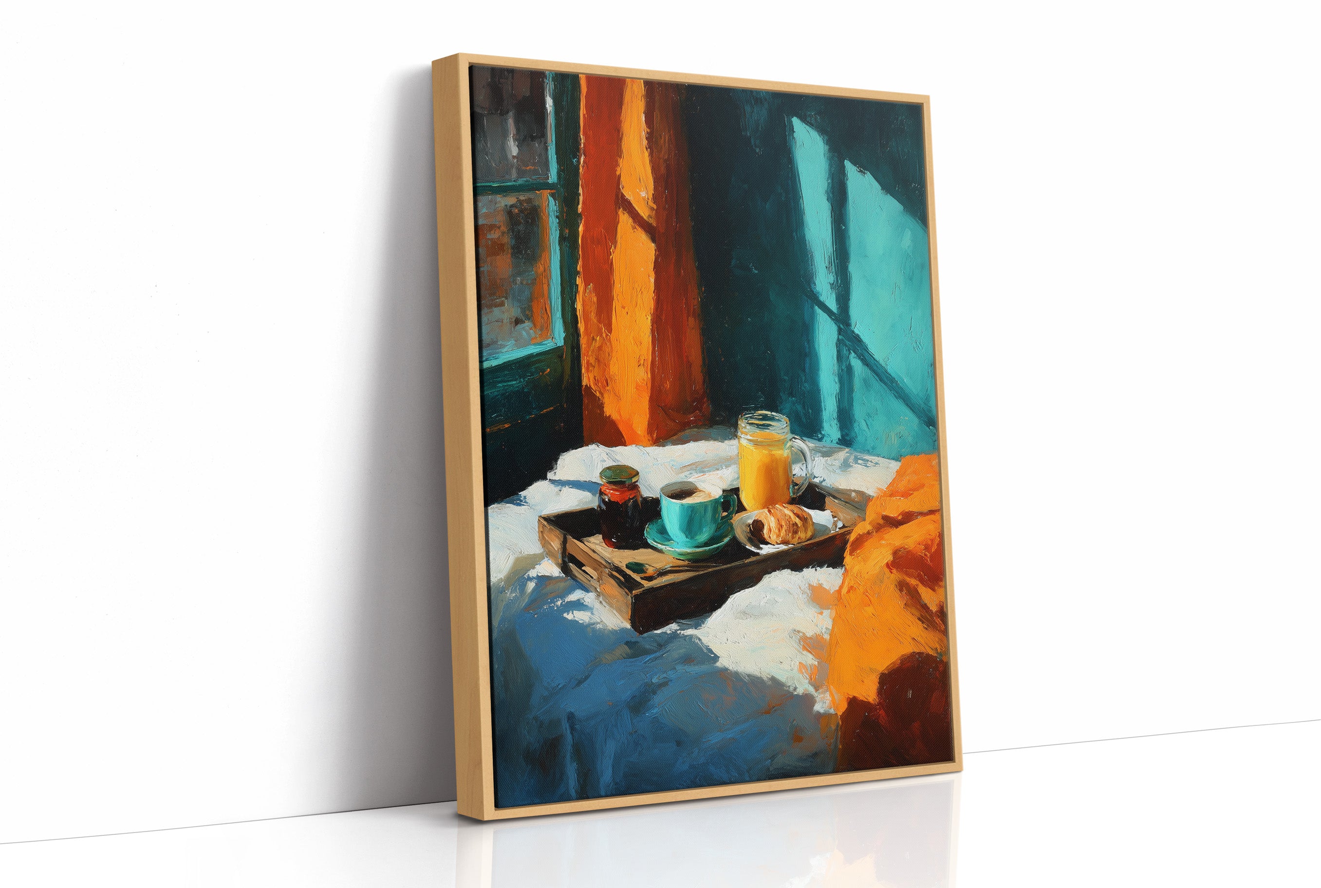 Breakfast Tray in Teal Light