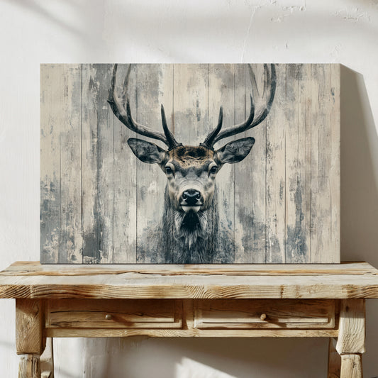 Noble Stag Against Winter Wood