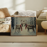 Winter Reindeer Share Crimson Scarves