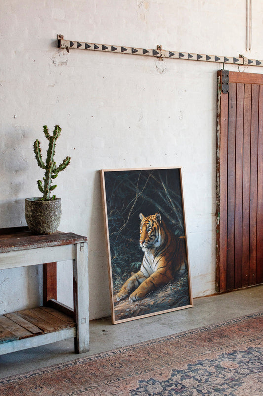 Regal Tiger Against Midnight Marble