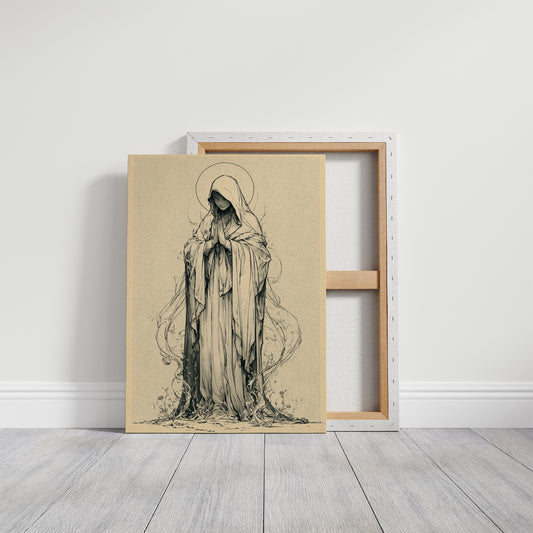 Madonna in Vines — Fluid Ink Devotional Drawing