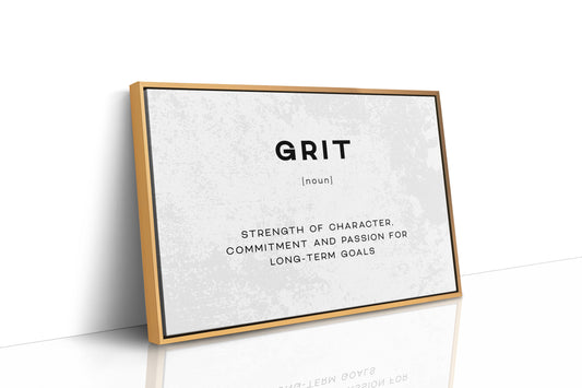Grit Definition Canvas Art | Bold Motivational Typography Print for Home Office, Gym or Entrepreneur Décor