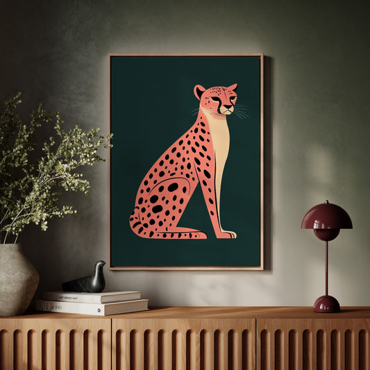 Pop Art Cheetah in Coral