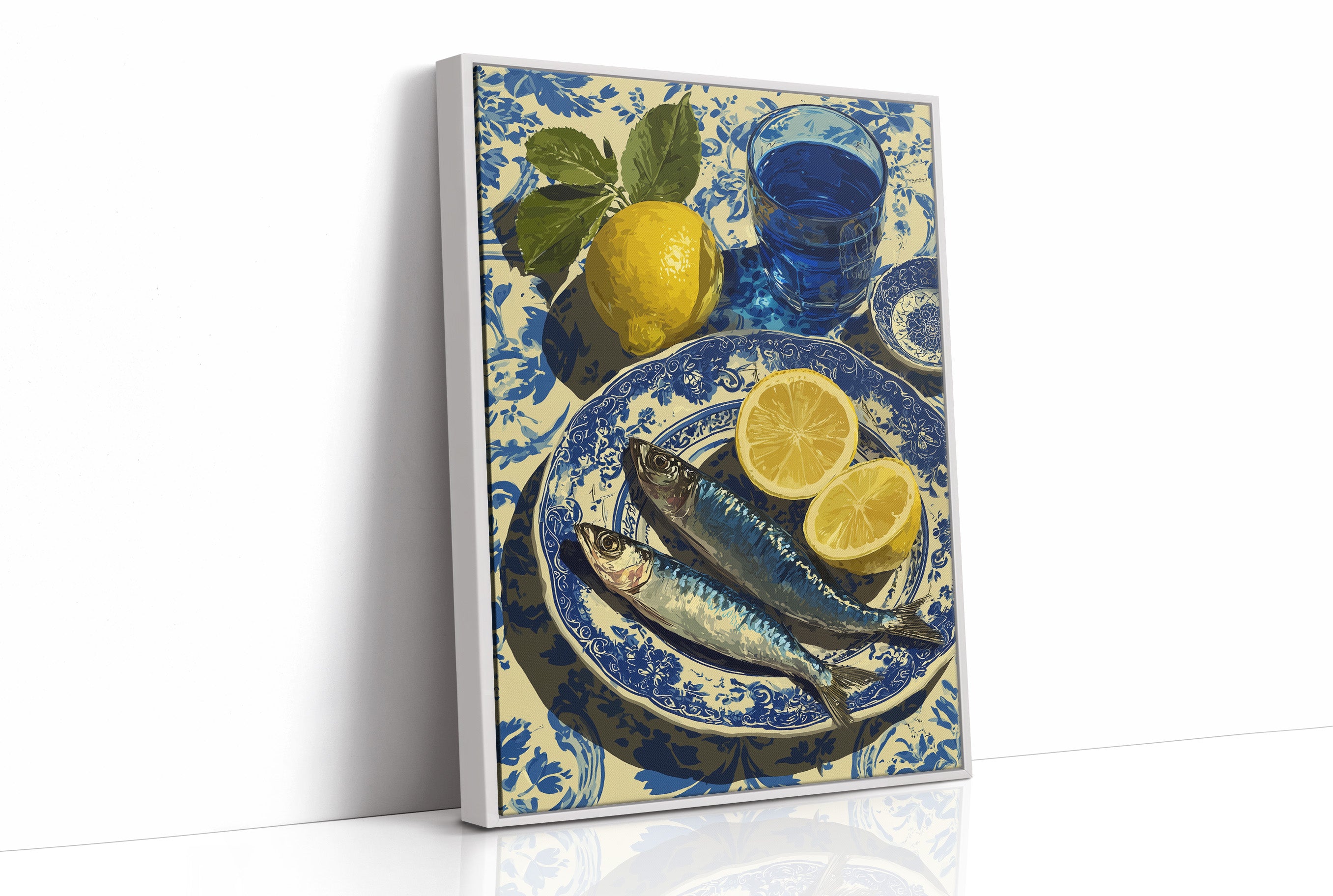 Sardines and Lemon on Blue Delft