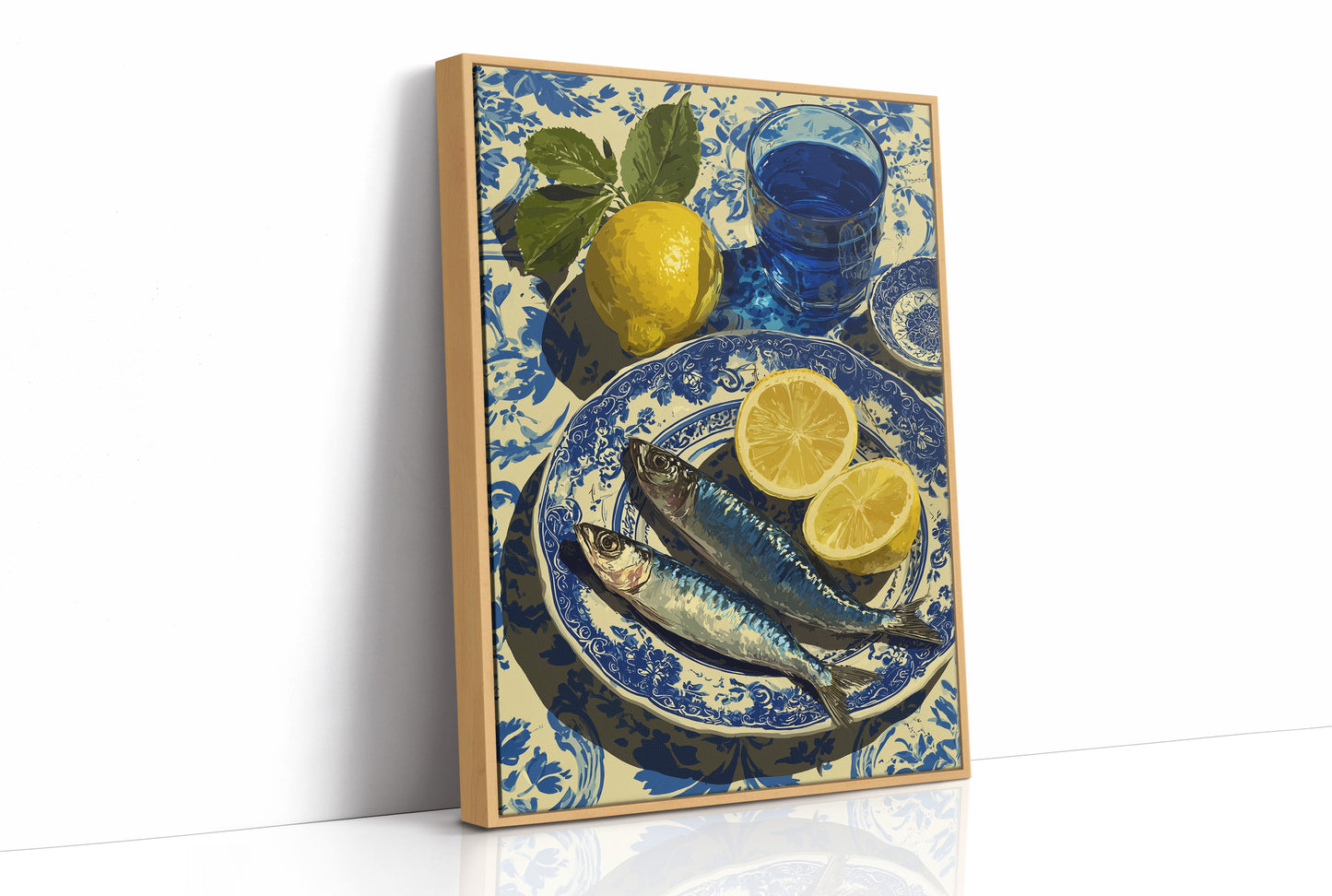 Sardines and Lemon on Blue Delft