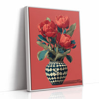 Red Tulips in a Traveled Vase