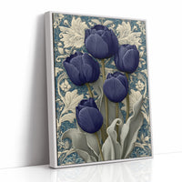 Midnight Tulips Against the Plasterwork