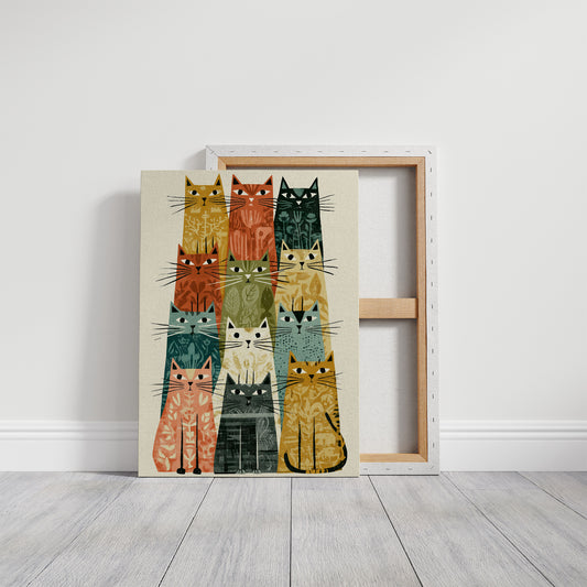 Cat Stack: A Mid-Century Feline Chorus