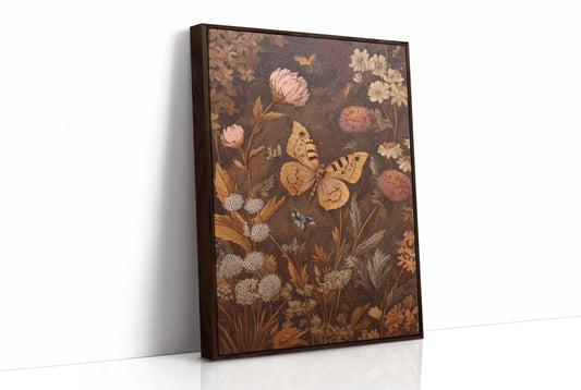 Golden Moths Among Vintage Blooms