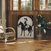 Moonlit Cowgirl Rides Among Stars