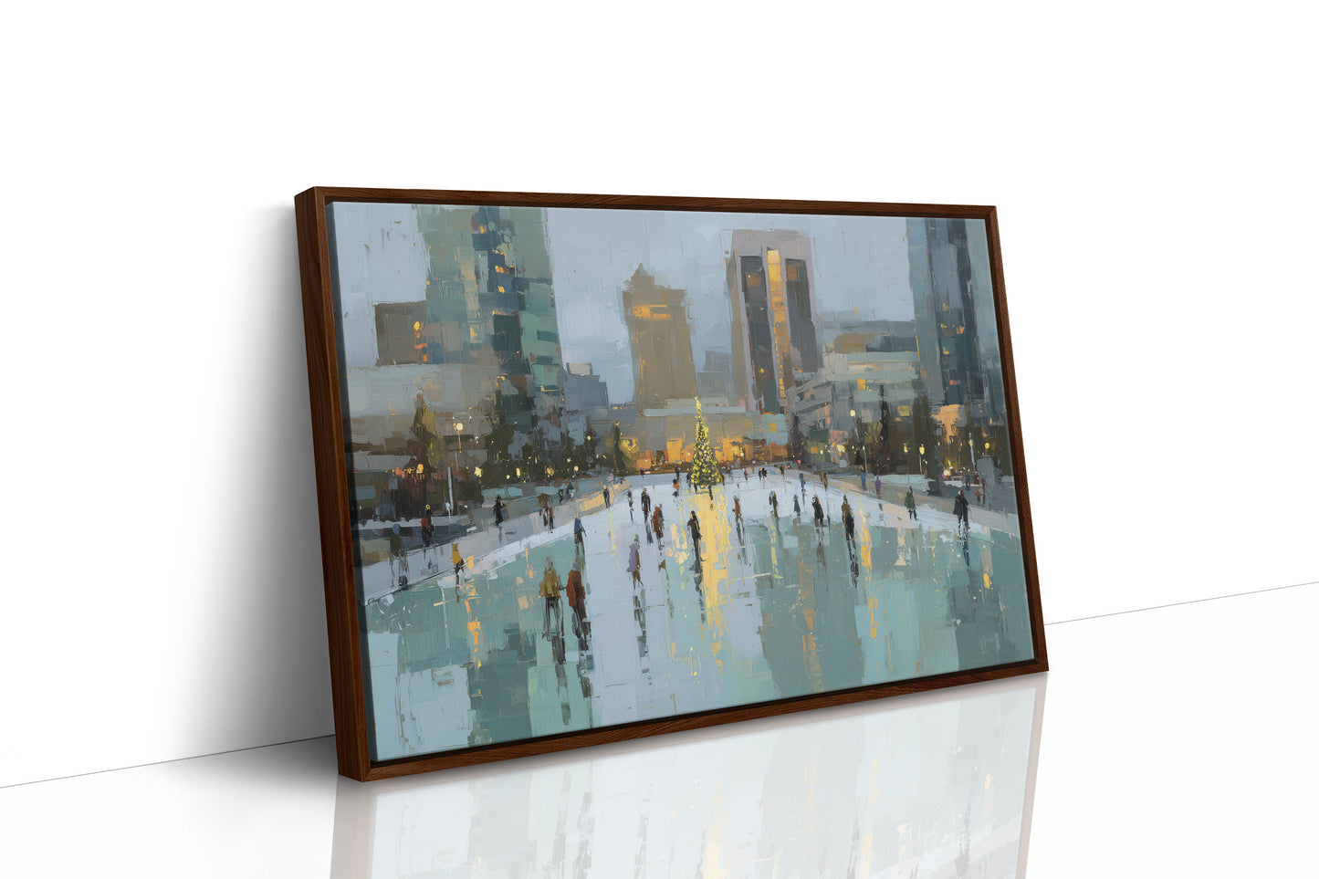 Metropolitan Frost: Holiday Skaters Beneath City Lights