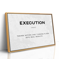 Execution Definition Canvas Art | Bold Motivational Typography Print for Home Office, Gym or Entrepreneur Décor