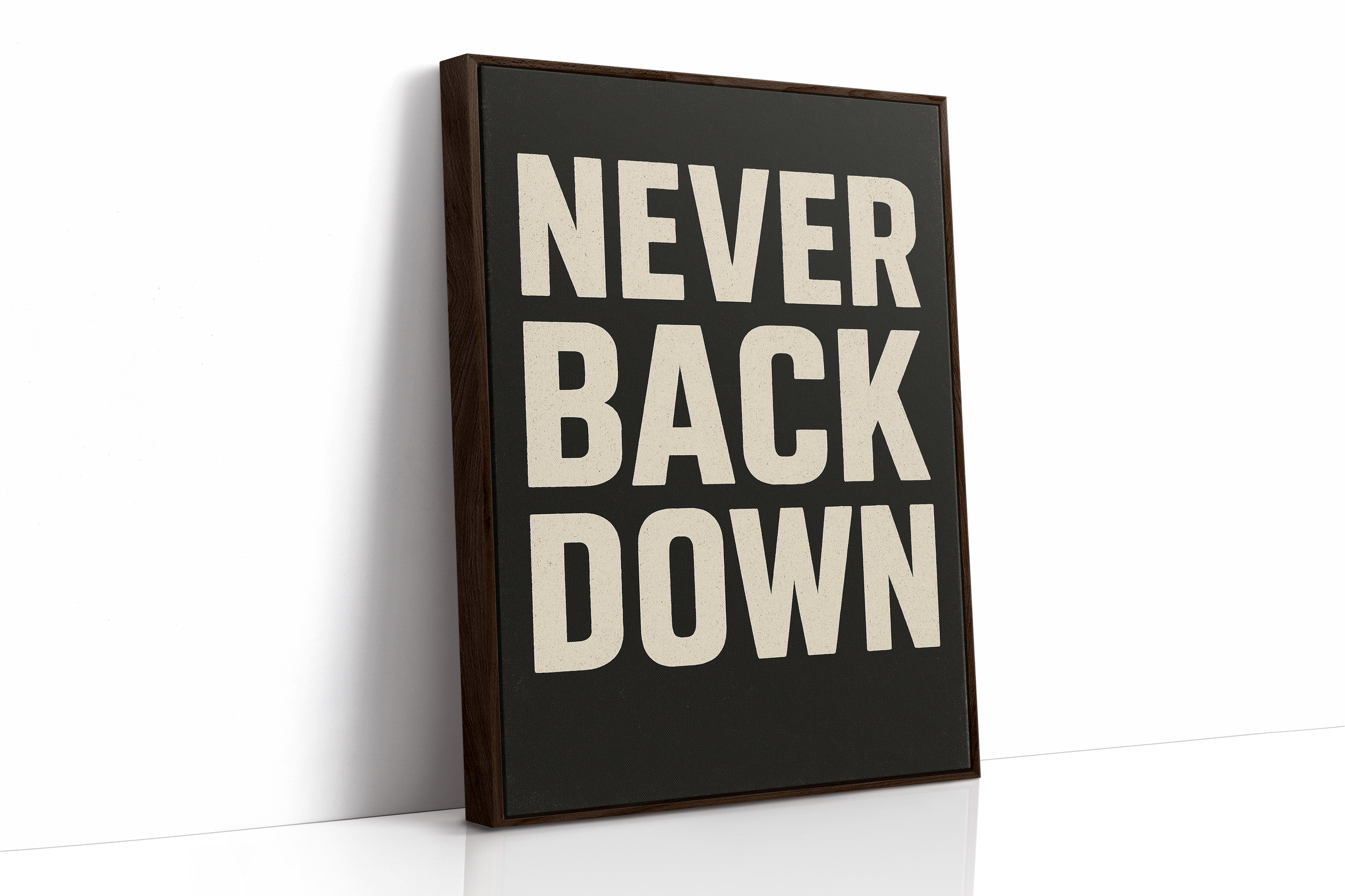Never Back Down Grit Typography Poster