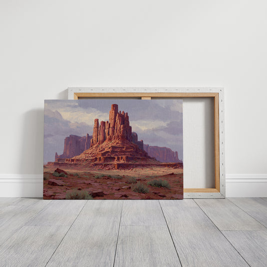 Red Towers Rise Through Purple Sky