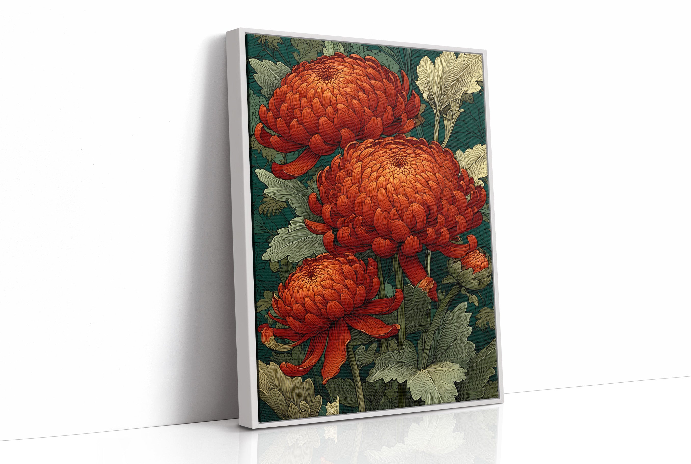 Chrysanthemums in Deep Jade