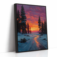 Winter Path Catches Fire At Dusk