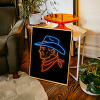 Neon Cowboy in the Starry Night