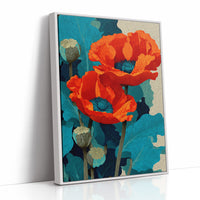 Poppies on Teal and Dust